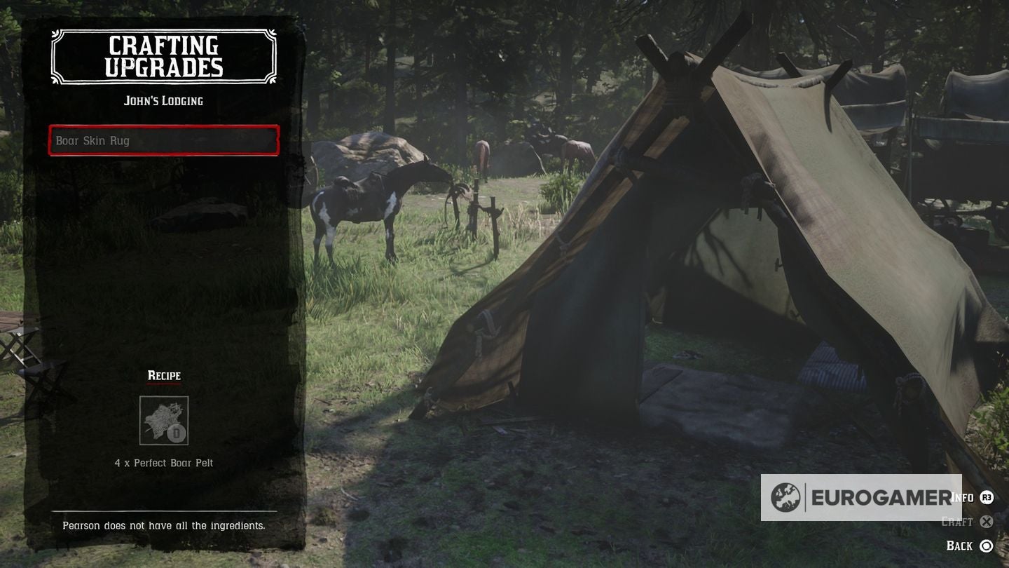 Red Dead Redemption 2 camp upgrades list, how to get Leather Working